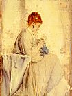 Alfred Stevens Canvas Paintings - La Tricoteuse